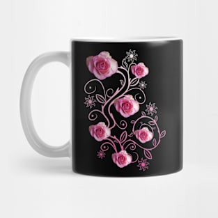 pink roses, ornament, rose, flowers, petal bloom Mug